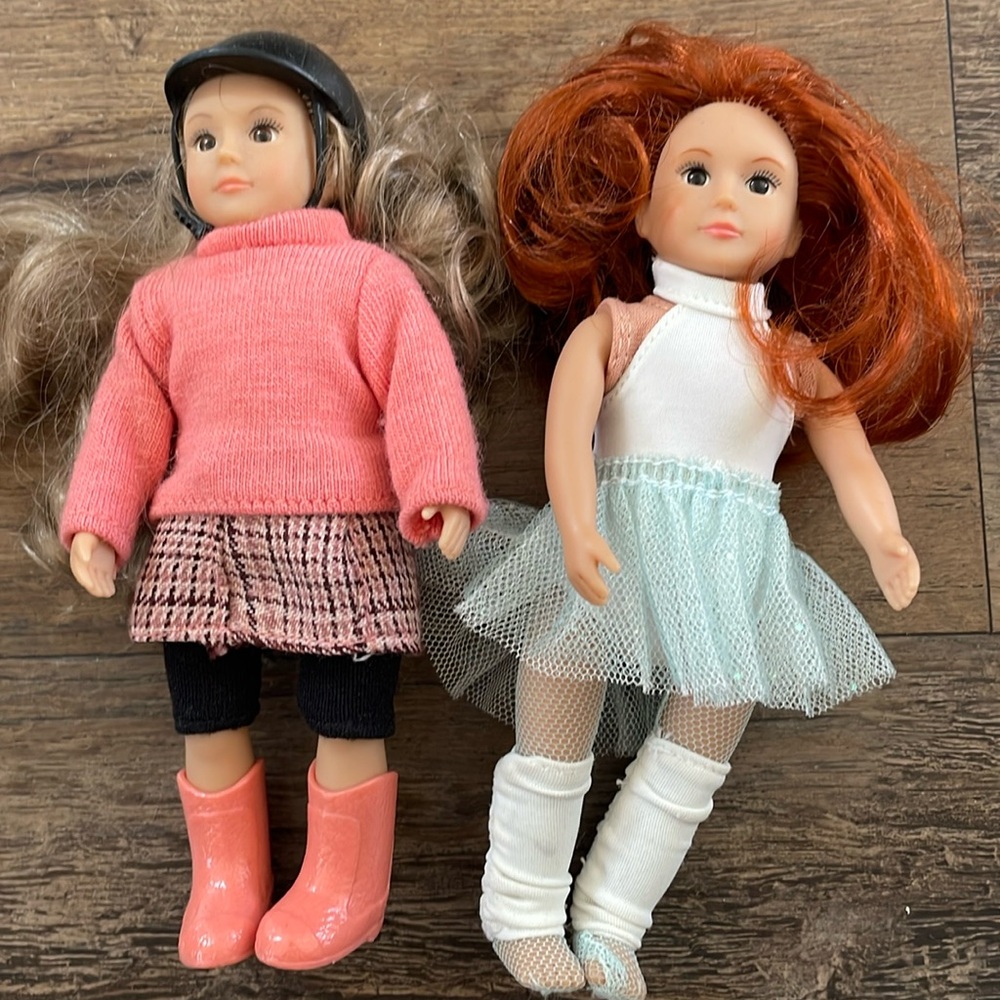 2 Lori dolls mini dolls ballerina and equestrian